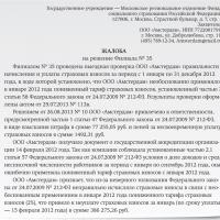 Žiadosť o vyhlásenie nečinnosti úradníkov Federálnej sociálnej služby Ruskej federácie za nezákonnú